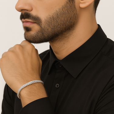 950 Silver Herringbone Bracelet - Shiny Silver Finish